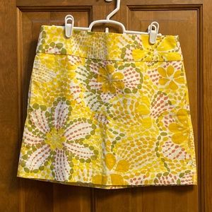 J Crew Mini Skirt, Yellow Fiji Floral